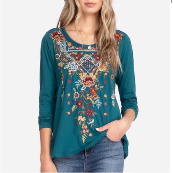 Johnny Was Tops - Johnny Was Embroidered Floral Top Sz XS